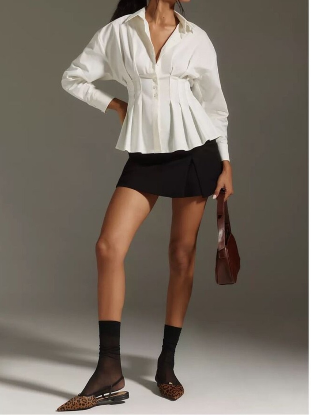 Anthropologie x Exquise Tobie Pleated Long Sleeve Blouse XS